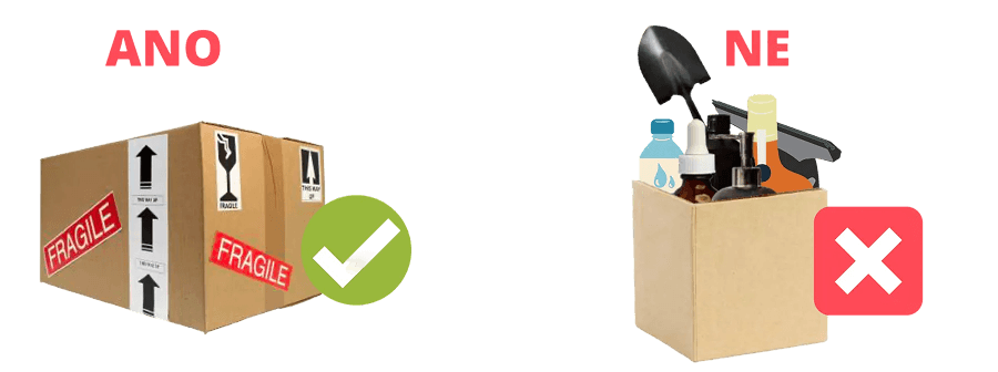 Zamezte volnému pohybu zboží v krabici